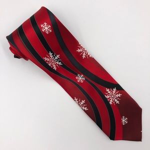 Holidays Christmas Snowflakes Red Black White Silk